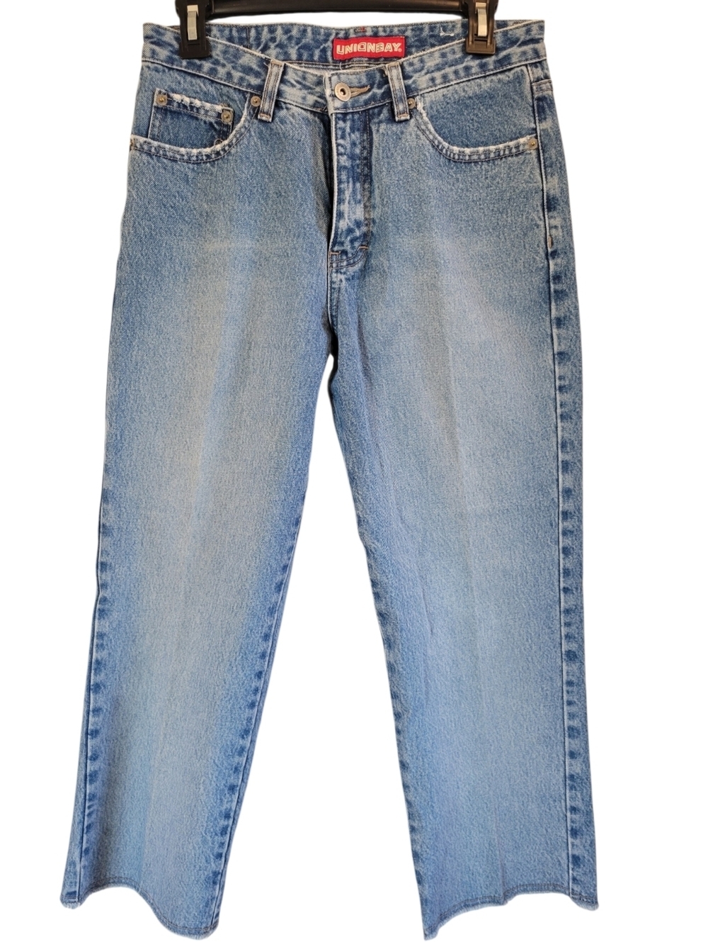 Vintage 90s Y2K UNIONBAY Flower Embroidery Mid Rise Straight Leg Cropped Jeans